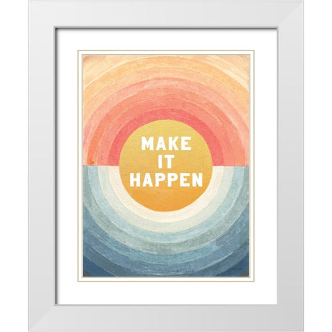 Retro Vibes Make it Happen White Modern Wood Framed Art Print with Double Matting by Nai, Danhui