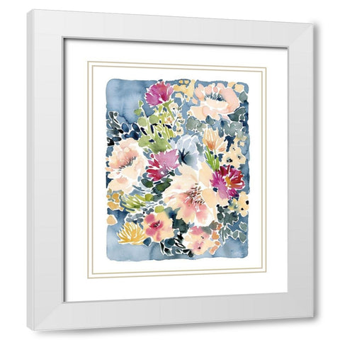 Peony Delights White Modern Wood Framed Art Print with Double Matting by Pete, Katrina