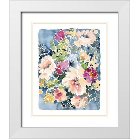 Peony Delights White Modern Wood Framed Art Print with Double Matting by Pete, Katrina