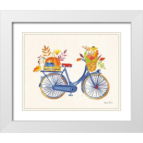 Autumn Harvest I Navy White Modern Wood Framed Art Print with Double Matting by Zaman, Farida