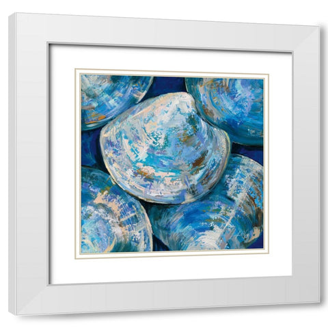 Blue Cherry Stones White Modern Wood Framed Art Print with Double Matting by Vertentes, Jeanette