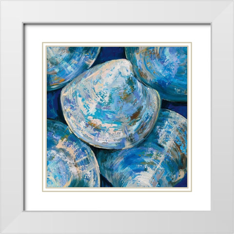 Blue Cherry Stones White Modern Wood Framed Art Print with Double Matting by Vertentes, Jeanette