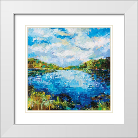 Lakeside White Modern Wood Framed Art Print with Double Matting by Vertentes, Jeanette