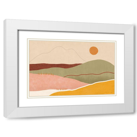 Warmscape II White Modern Wood Framed Art Print with Double Matting by Charron, Veronique