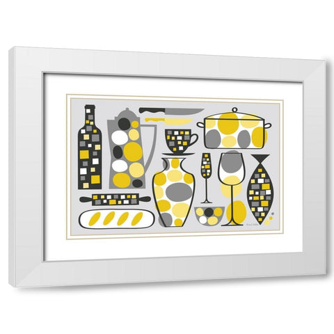 Modern Kitchen V Yellow White Modern Wood Framed Art Print with Double Matting by Mullan, Michael