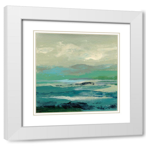Turquoise Bay II White Modern Wood Framed Art Print with Double Matting by Vassileva, Silvia