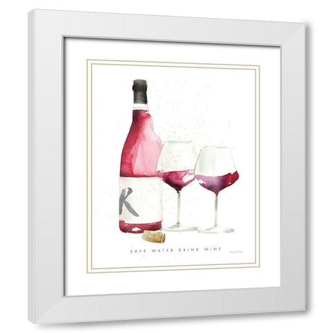 Pop the Cork I White Modern Wood Framed Art Print with Double Matting by Charro, Mercedes Lopez