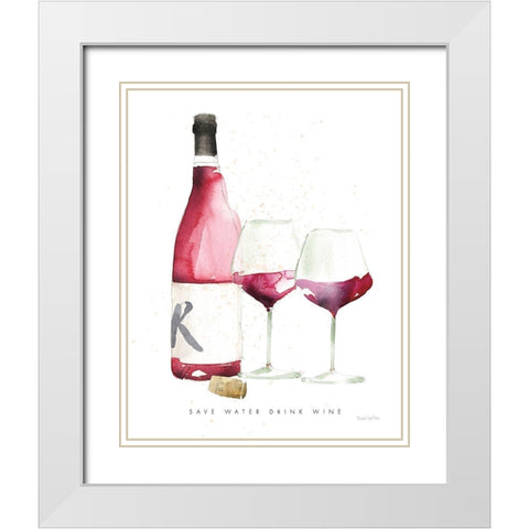 Pop the Cork I White Modern Wood Framed Art Print with Double Matting by Charro, Mercedes Lopez