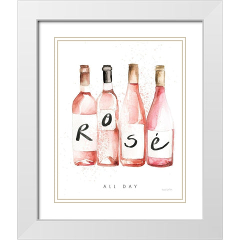 Pop the Cork III White Modern Wood Framed Art Print with Double Matting by Charro, Mercedes Lopez