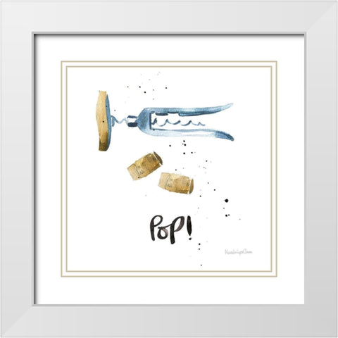Pop the Cork VII White Modern Wood Framed Art Print with Double Matting by Charro, Mercedes Lopez