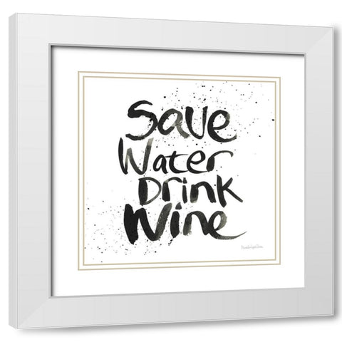 Pop the Cork XII v2 White Modern Wood Framed Art Print with Double Matting by Charro, Mercedes Lopez