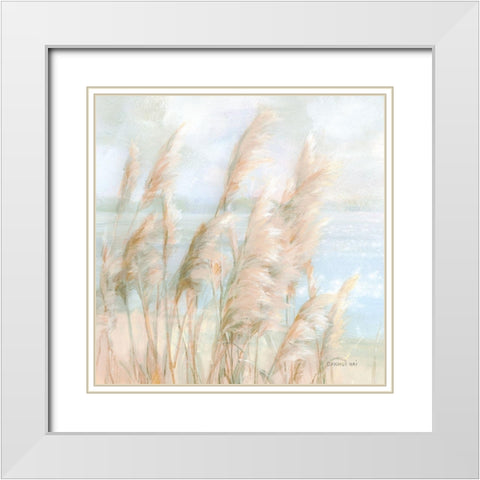 Seaside Pampas Grass Light Crop White Modern Wood Framed Art Print with Double Matting by Nai, Danhui