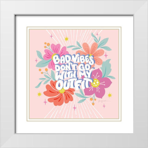 Bad Vibes I Sq White Modern Wood Framed Art Print with Double Matting by Graham, Gia