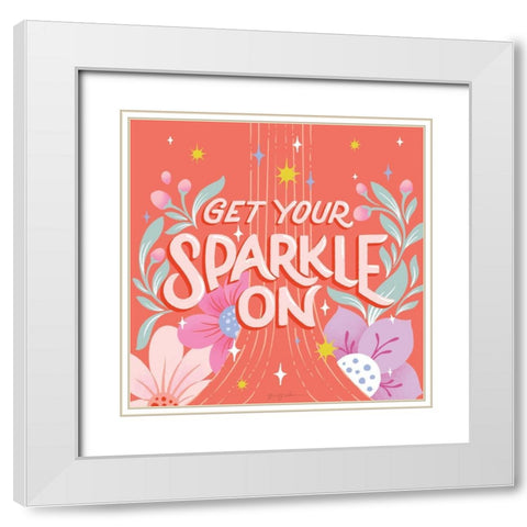 Sparkle I Sq White Modern Wood Framed Art Print with Double Matting by Graham, Gia