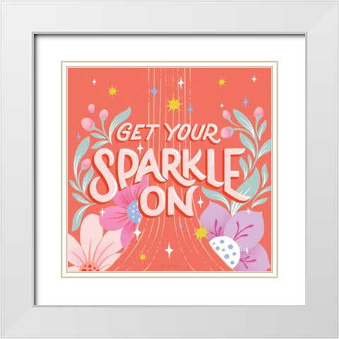 Sparkle I Sq White Modern Wood Framed Art Print with Double Matting by Graham, Gia