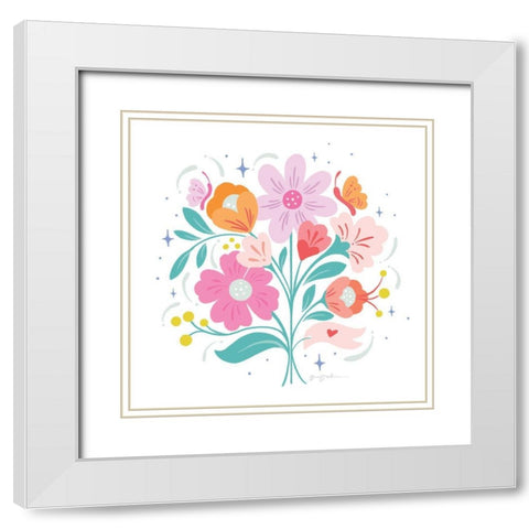Bright Bouquet I White Modern Wood Framed Art Print with Double Matting by Graham, Gia
