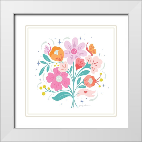 Bright Bouquet I White Modern Wood Framed Art Print with Double Matting by Graham, Gia