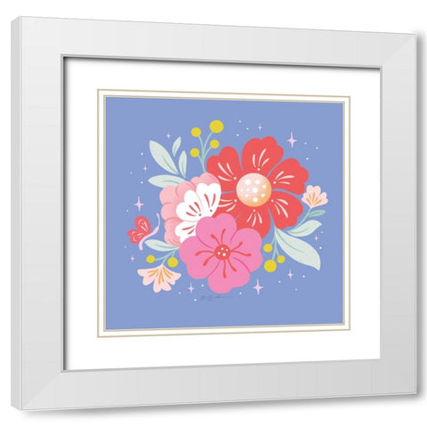 Floral Bouquet I White Modern Wood Framed Art Print with Double Matting by Graham, Gia