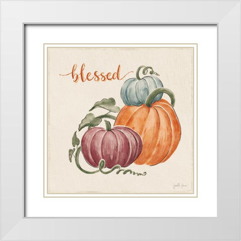 Harvest Jewels IV Pumpkins Sq White Modern Wood Framed Art Print with Double Matting by Penner, Janelle