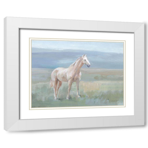 Mountain Mare Landscape White Modern Wood Framed Art Print with Double Matting by Nai, Danhui