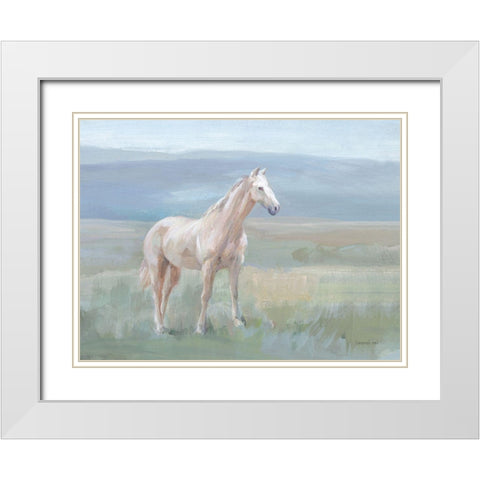 Mountain Mare Landscape White Modern Wood Framed Art Print with Double Matting by Nai, Danhui