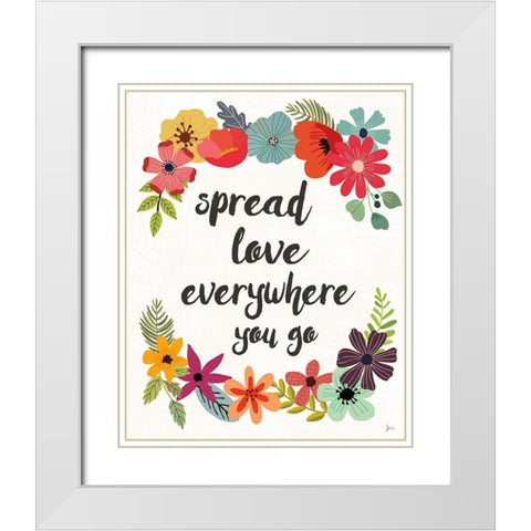 Words and Petals V White Modern Wood Framed Art Print with Double Matting by Aiken, Jess