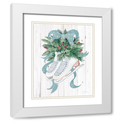 Holiday Sports Ice Skates White Modern Wood Framed Art Print with Double Matting by McKenna, Kathleen Parr