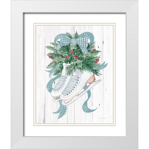 Holiday Sports Ice Skates White Modern Wood Framed Art Print with Double Matting by McKenna, Kathleen Parr