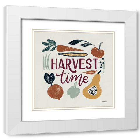 Harvest Lettering I White Modern Wood Framed Art Print with Double Matting by Thorns, Becky