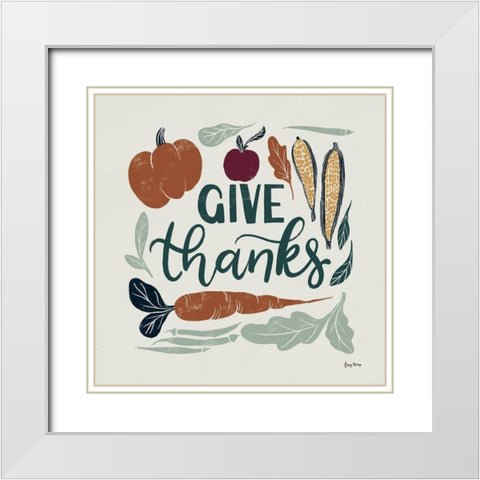 Harvest Lettering II White Modern Wood Framed Art Print with Double Matting by Thorns, Becky