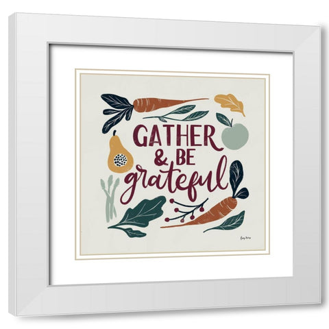 Harvest Lettering III White Modern Wood Framed Art Print with Double Matting by Thorns, Becky