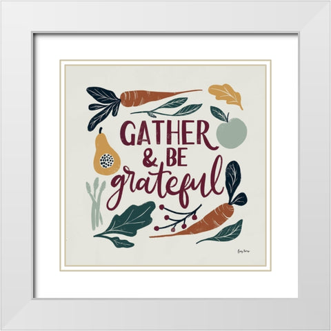 Harvest Lettering III White Modern Wood Framed Art Print with Double Matting by Thorns, Becky