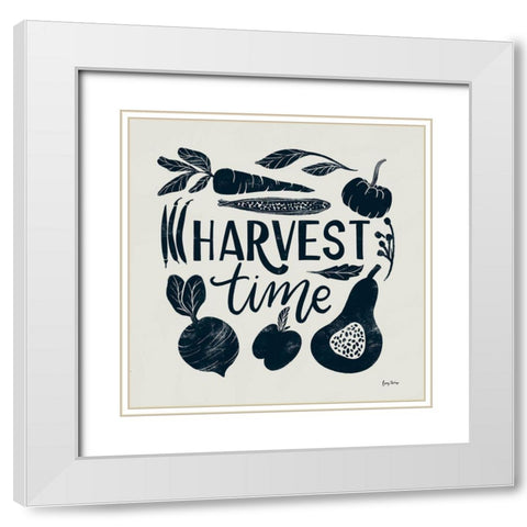 Harvest Lettering I Blue White Modern Wood Framed Art Print with Double Matting by Thorns, Becky