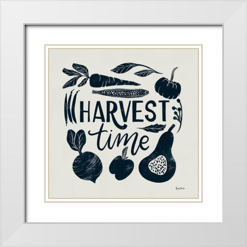 Harvest Lettering I Blue White Modern Wood Framed Art Print with Double Matting by Thorns, Becky