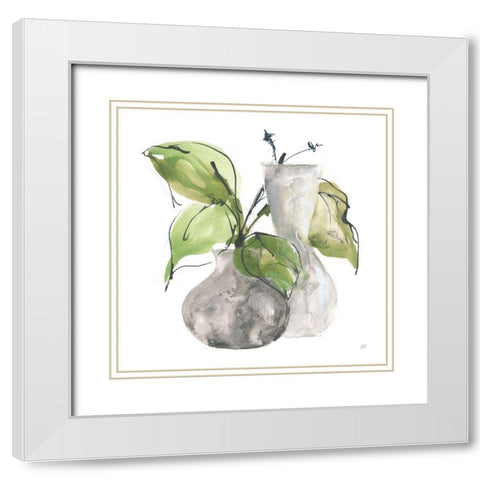 Two Vases III White Modern Wood Framed Art Print with Double Matting by Paschke, Chris