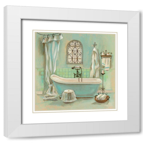 Glass Tile Bath I White Modern Wood Framed Art Print with Double Matting by Vassileva, Silvia