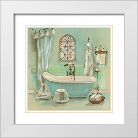 Glass Tile Bath I White Modern Wood Framed Art Print with Double Matting by Vassileva, Silvia