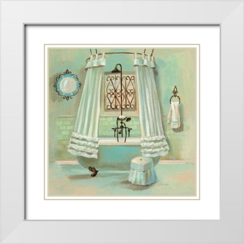 Glass Tile Bath II White Modern Wood Framed Art Print with Double Matting by Vassileva, Silvia