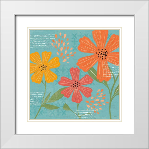 Mod Floral III White Modern Wood Framed Art Print with Double Matting by Charron, Veronique