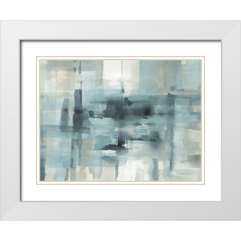 Liquid Structure Tranquil Aqua Crop White Modern Wood Framed Art Print with Double Matting by Nai, Danhui