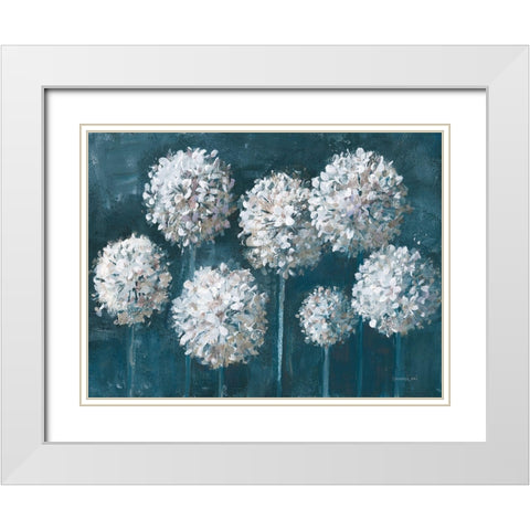 Simple Agapanthus Dark White Modern Wood Framed Art Print with Double Matting by Nai, Danhui