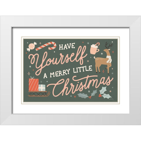 Reindeer Holiday I White Modern Wood Framed Art Print with Double Matting by Marshall, Laura