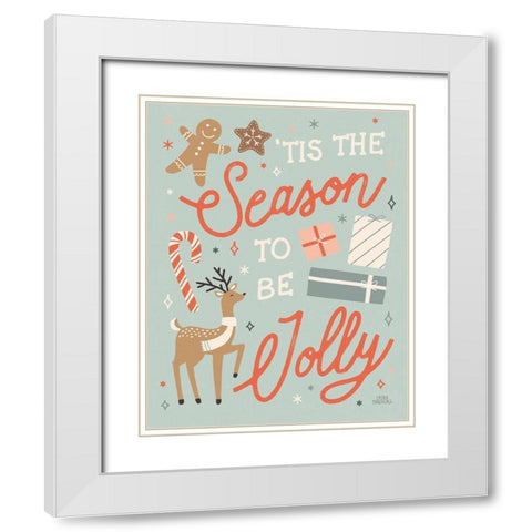 Reindeer Holiday III White Modern Wood Framed Art Print with Double Matting by Marshall, Laura