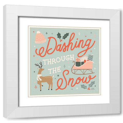 Reindeer Holiday IV White Modern Wood Framed Art Print with Double Matting by Marshall, Laura