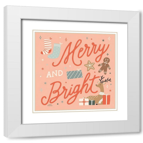 Reindeer Holiday VI White Modern Wood Framed Art Print with Double Matting by Marshall, Laura