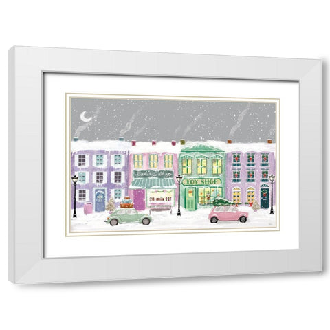Hometown Holiday I Purple White Modern Wood Framed Art Print with Double Matting by Charron, Veronique