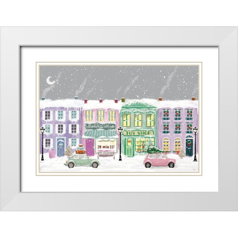 Hometown Holiday I Purple White Modern Wood Framed Art Print with Double Matting by Charron, Veronique