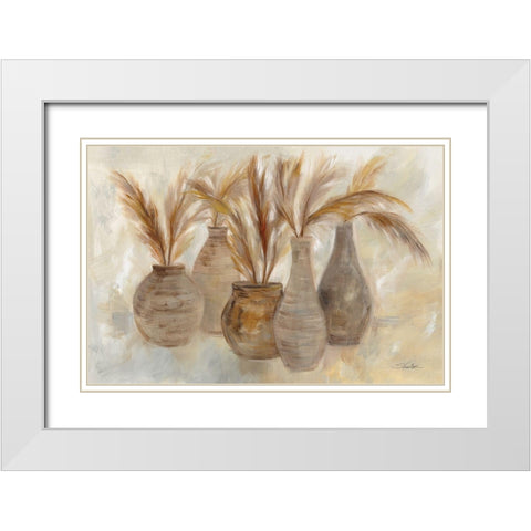 Grasses and Baskets White Modern Wood Framed Art Print with Double Matting by Vassileva, Silvia