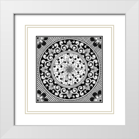 Talavera V White Modern Wood Framed Art Print with Double Matting by Green, Nancy