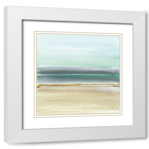 Linear Emerald I White Modern Wood Framed Art Print with Double Matting by Paschke, Chris
